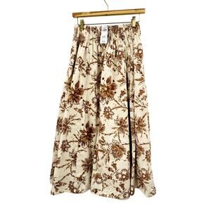 Abercrombie & Fitch Cream brown Poplin Cotton Midi Skirt